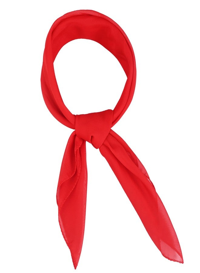 Cyunda Chiffon Scarf for Women and Girls, 26x26 inches Square Neck Scarf, Classic Retro Ribbon Handkerchief for Hair Wrapping,Red - Image 1